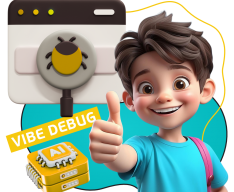 Тестирование & Vibe Debug. Охотники за багами - КИБЕРшкола программирования для детей, компьютерные курсы для школьников, начинающих и подростков - KIBERone г. Коньково